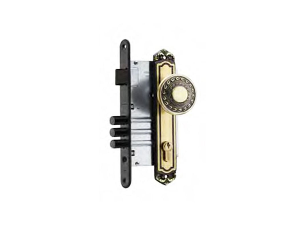 Cerradura embutida pomo acceso Barroco bronce Poli-0