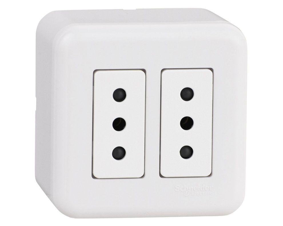 Casquete tomacorriente 10A 2P+T Génesis blanco Schneider-1