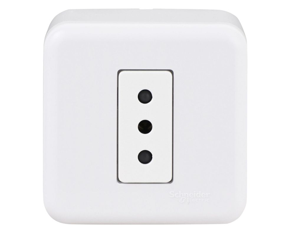 Casquete tomacorriente simple 10A 2P+T Génesis blanco Schneider-0