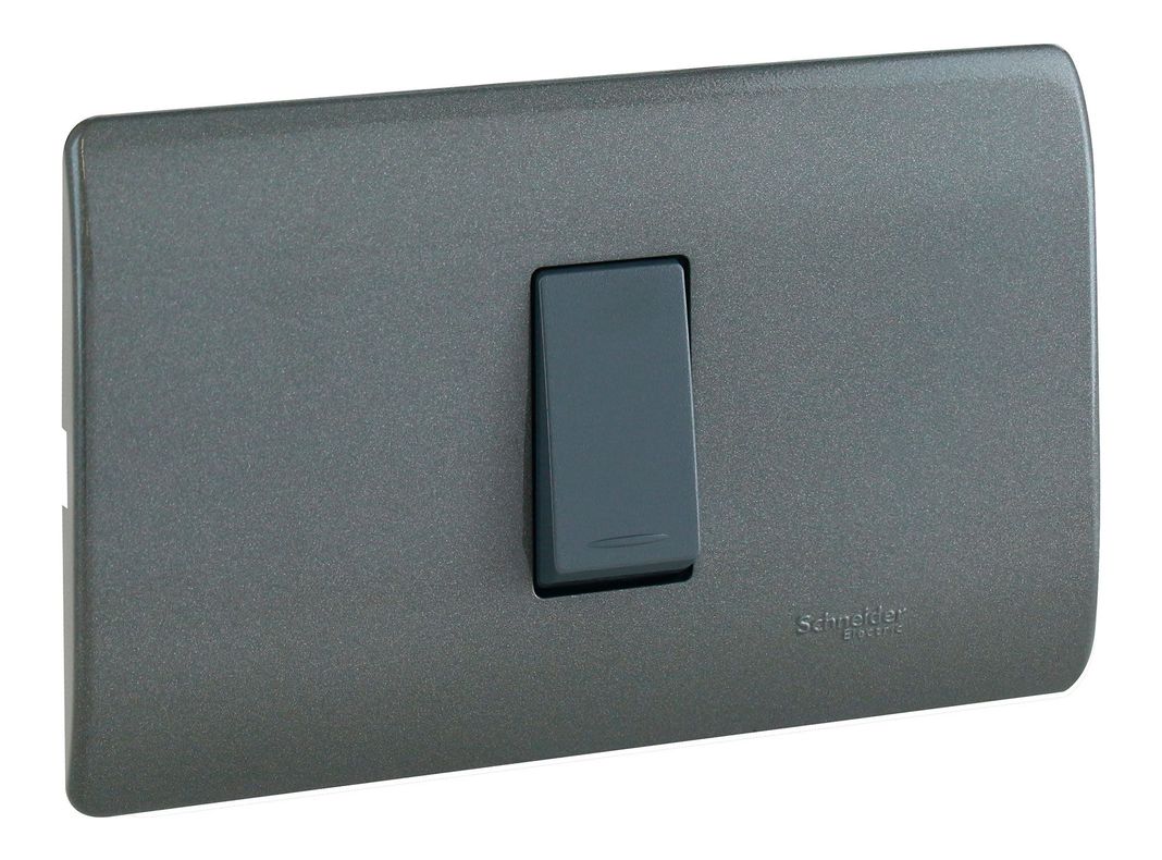 Placa armada interruptor 16A 9/24 Génesis humo Schneider-1