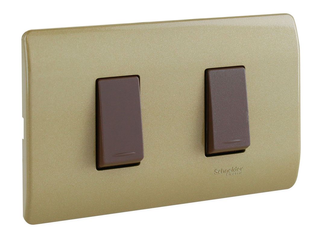 Placa armada interruptor 16A 9/15 Génesis dorado Schneider-1