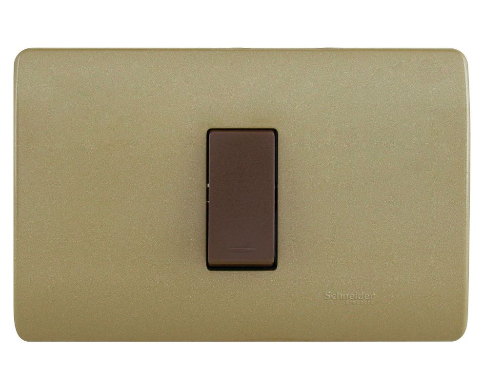 Placa armada interruptor 16A 9/12 Génesis dorado Schneider-0