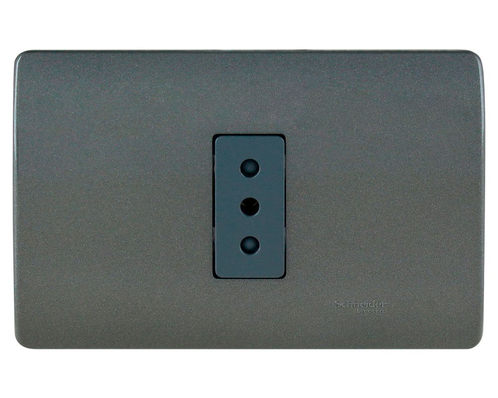 Placa armada tomacorriente 10A 2P+T Génesis humo Schneider-0