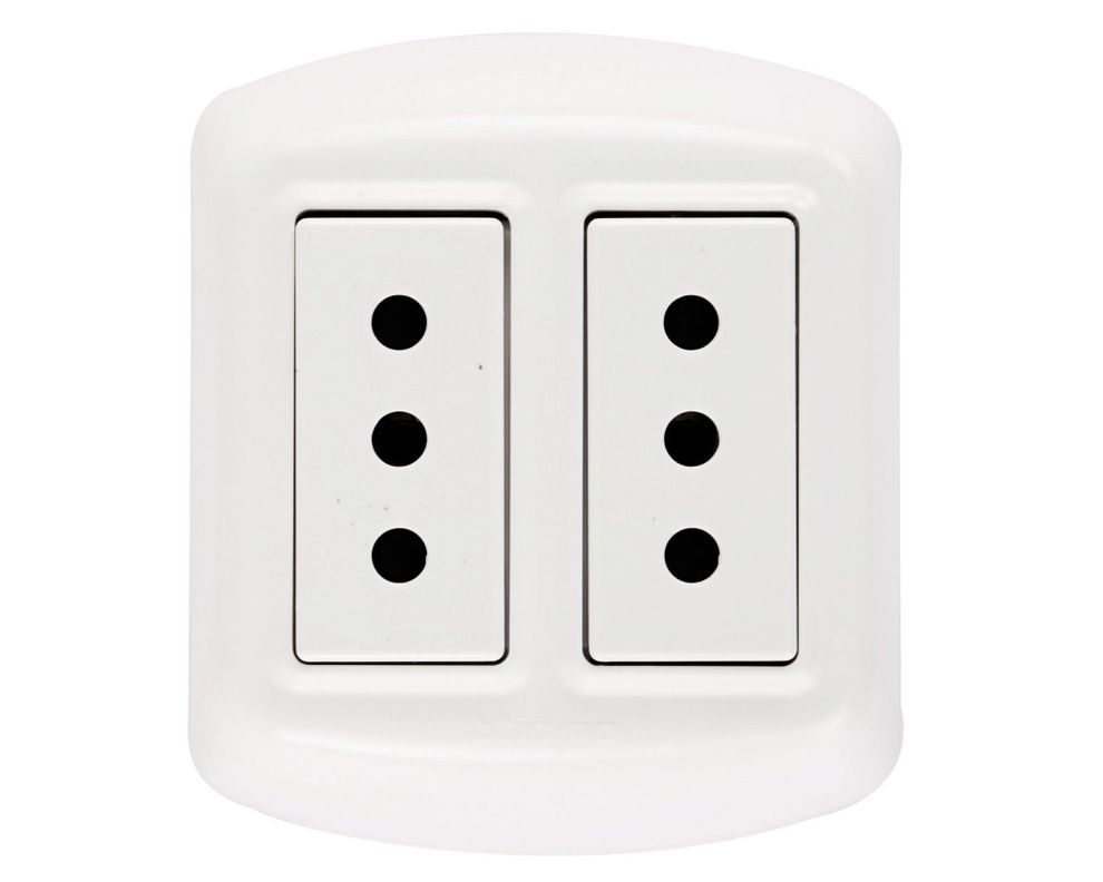 Toma corriente doble 10 a con casquete modus plus Bticino-0