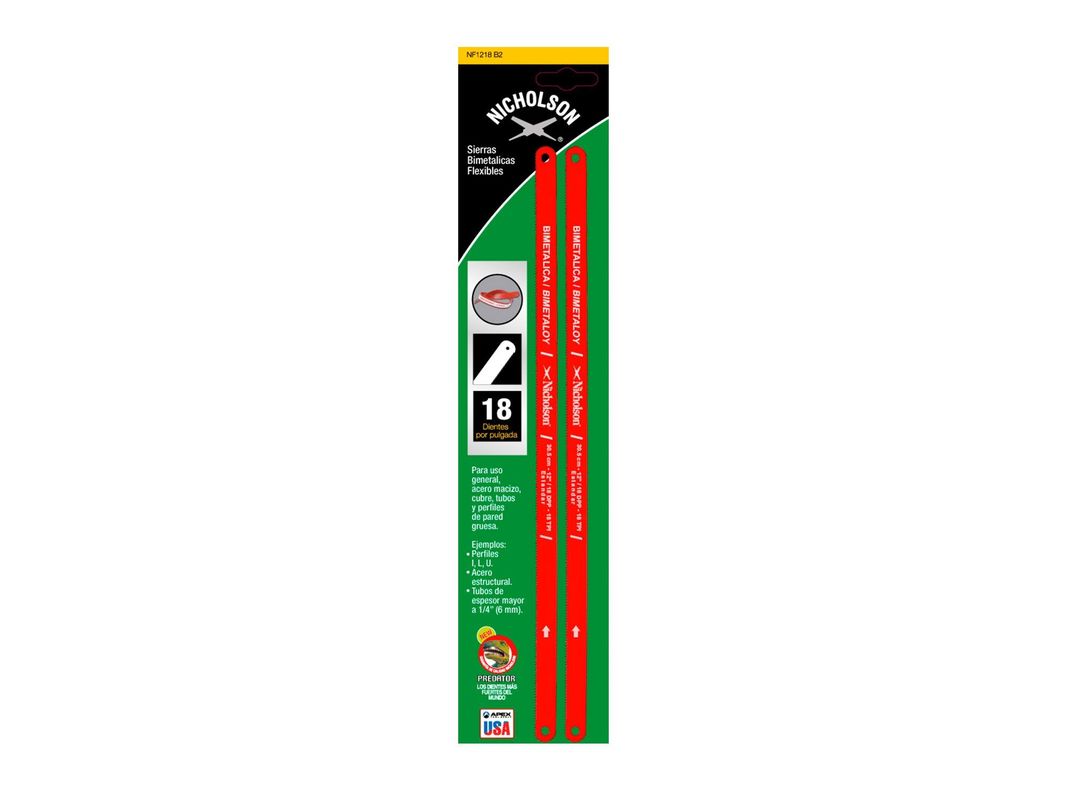 Set 2 hojas de sierra bimetálicas 18 dientes NF1218B2 Nicholson-6