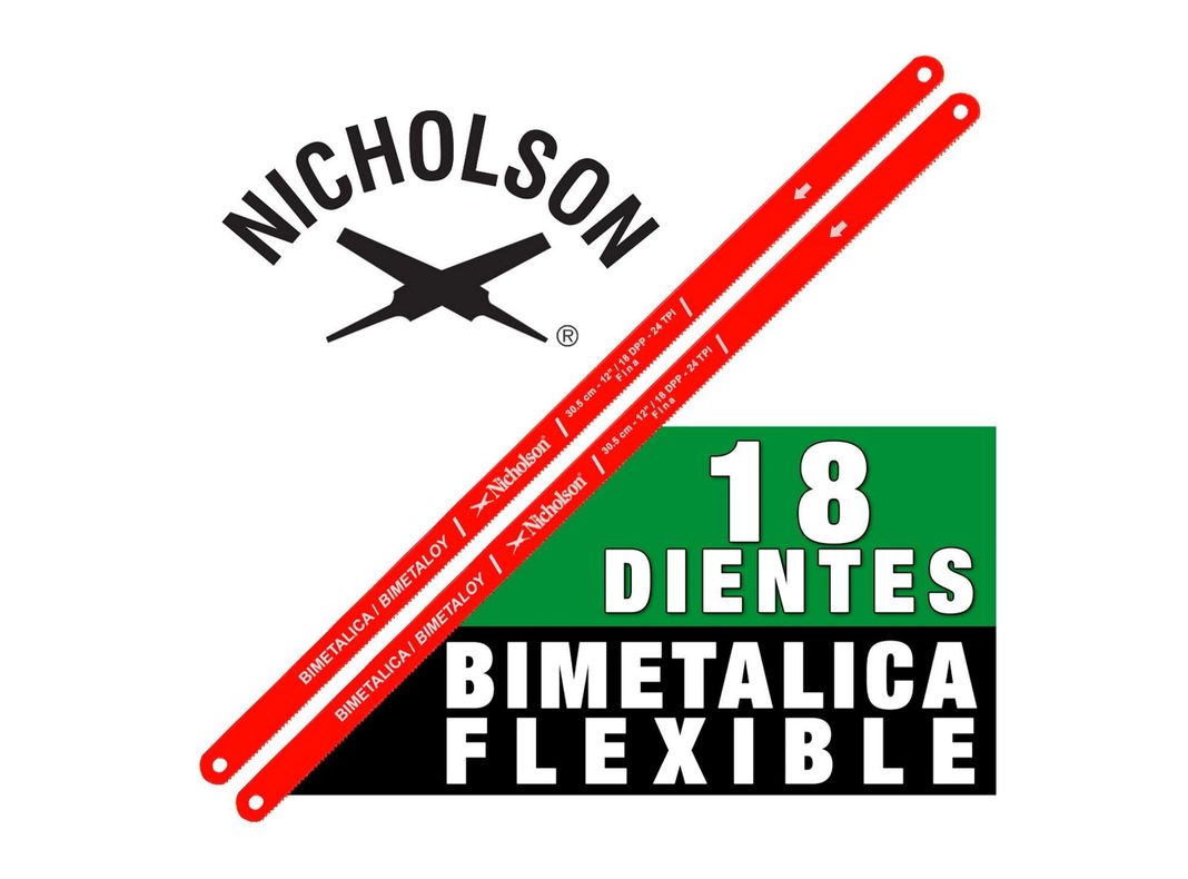 Set 2 hojas de sierra bimetálicas 18 dientes NF1218B2 Nicholson-2