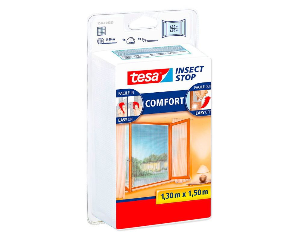 Malla mosquetera 1,3x1,5 m ventanas Comfort blanco Tesa.-0
