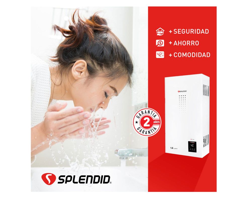 Calefont ionizado tiro natural 14 litros gas licuado Templatech Splendid-2