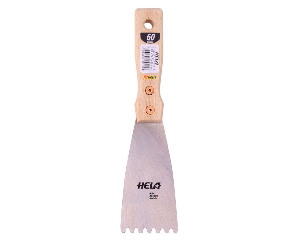 Espátula de acero 60 mm dentada Hela-0