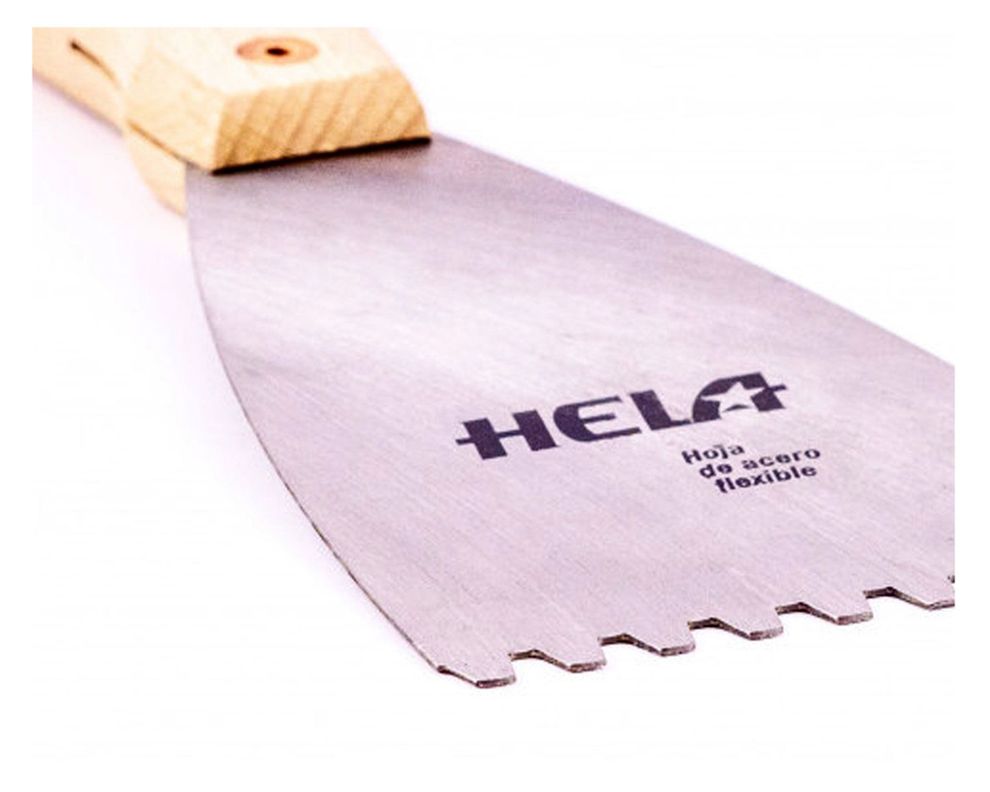 Espátula de acero 80 mm dentada Hela-2