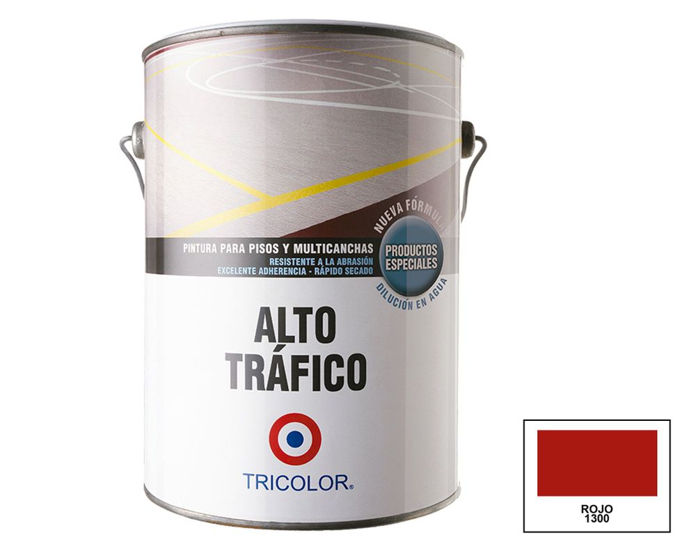 Pintura piso 1 galón Alto tráfico rojo Tricolor-0