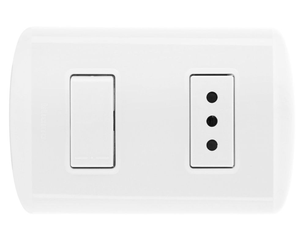 Interruptor+enchufe 9/12 modus blanco Bticino-0