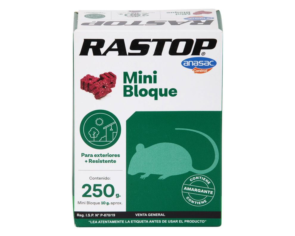 Raticida mini bloque Rastop ultima generación 250g Anasac-0