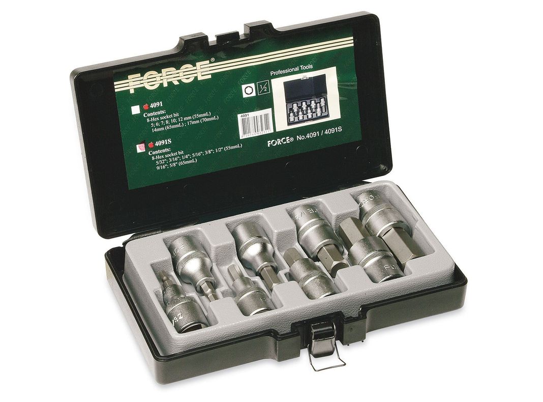 Juego de dados 5 a 17 mm allen 8 piezas Force.-0