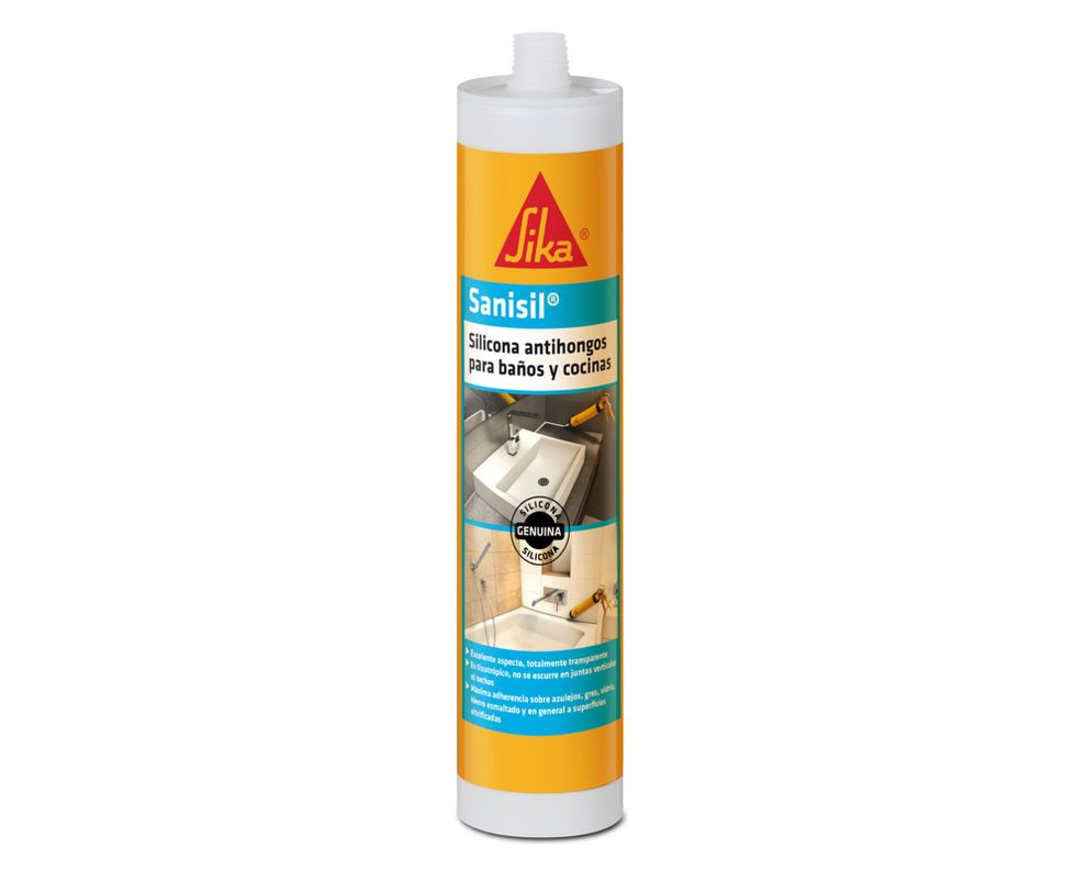Sellador de silicona acetoxi 280 ml Sanisil blanco Sika-0
