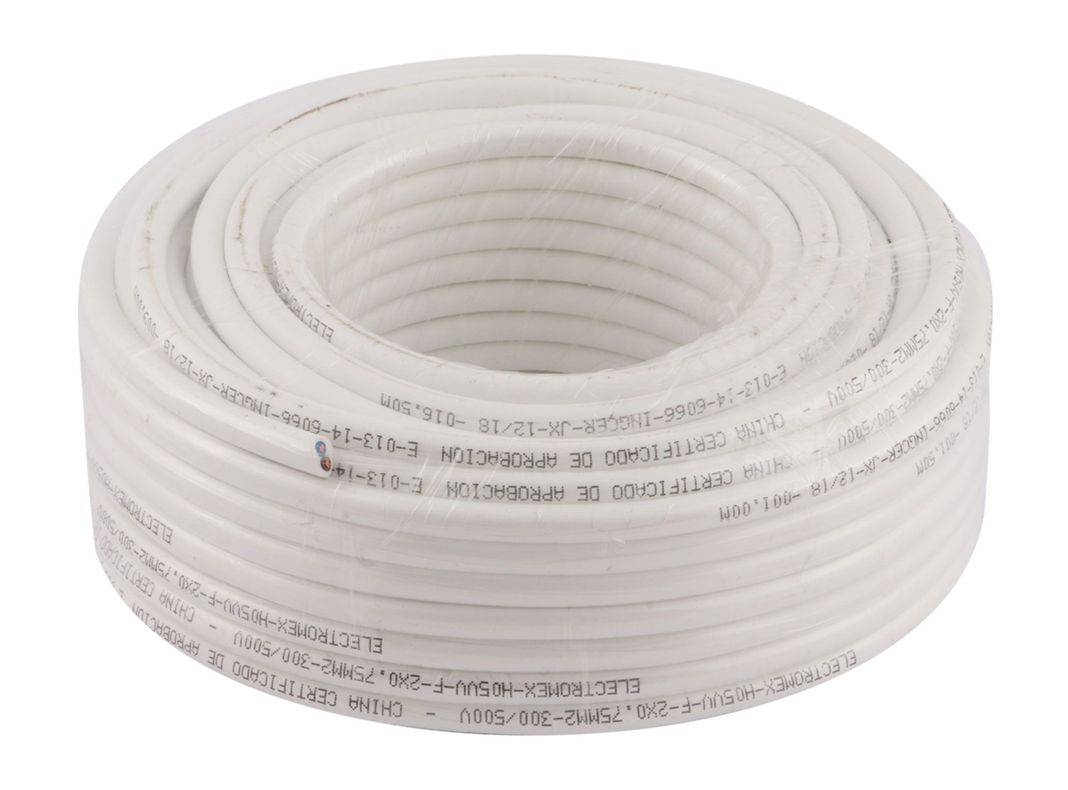 Rollo cordón  H05 vv-f 2 x 0,75 blanco 25 mts Electromex-0