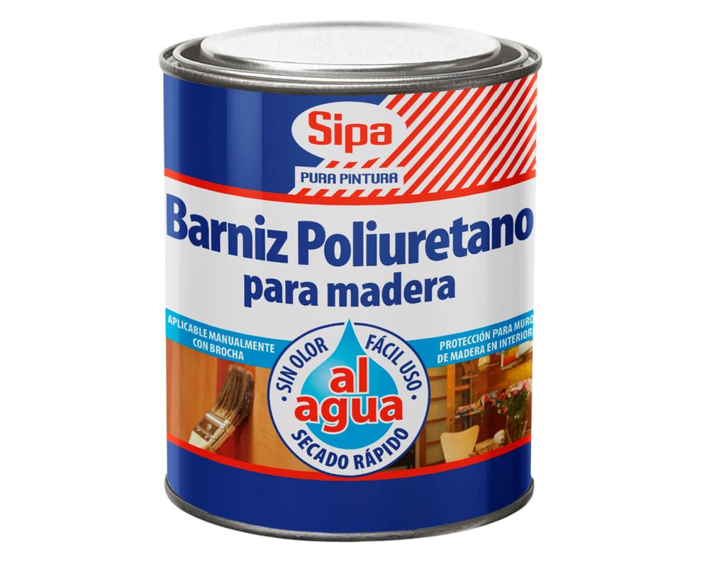 Barniz al agua 800 ml Poliuretano transparente semi brillante Sipa