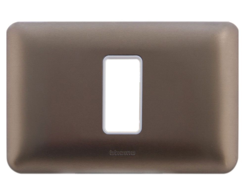 Placa un modulo + soporte titanio Bticino-0