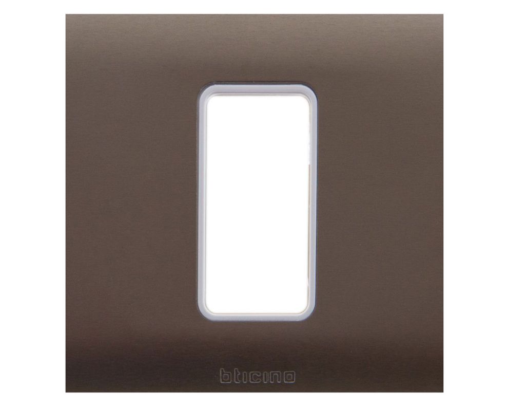 Placa un modulo + soporte titanio Bticino-1