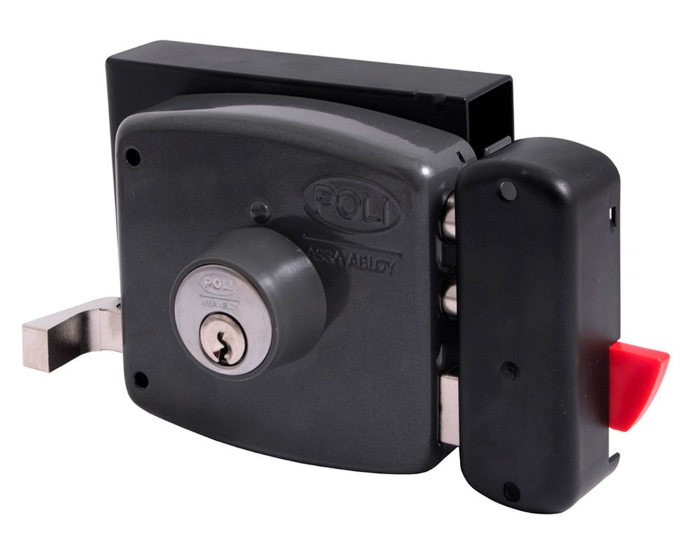 Cerradura sobreponer 30 mm con bandera y caja 1995 negro Poli-0