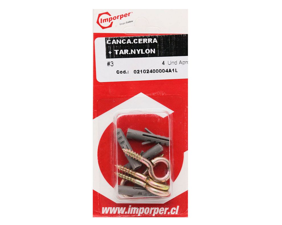 Cáncamo cerrado #3 + tarugo nylon 8 bt 4 Imporper-1