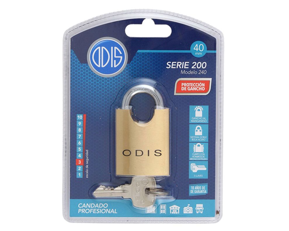 Candado exterior bronce con hombros 40mm s200 Odis-2