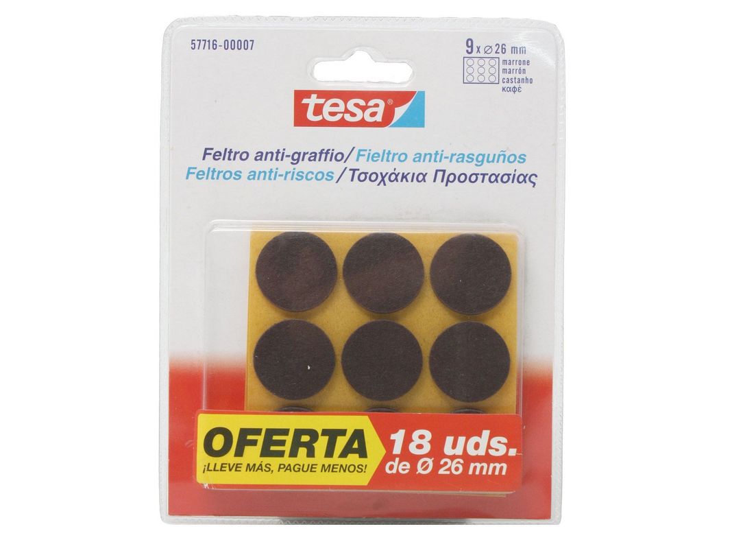 Pack fieltro antirasguño 26 mm x 2 café Tesa-0