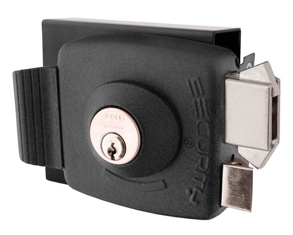 Cerradura sobreponer 30 mm cerrojo antipalanca Security negro Poli-0