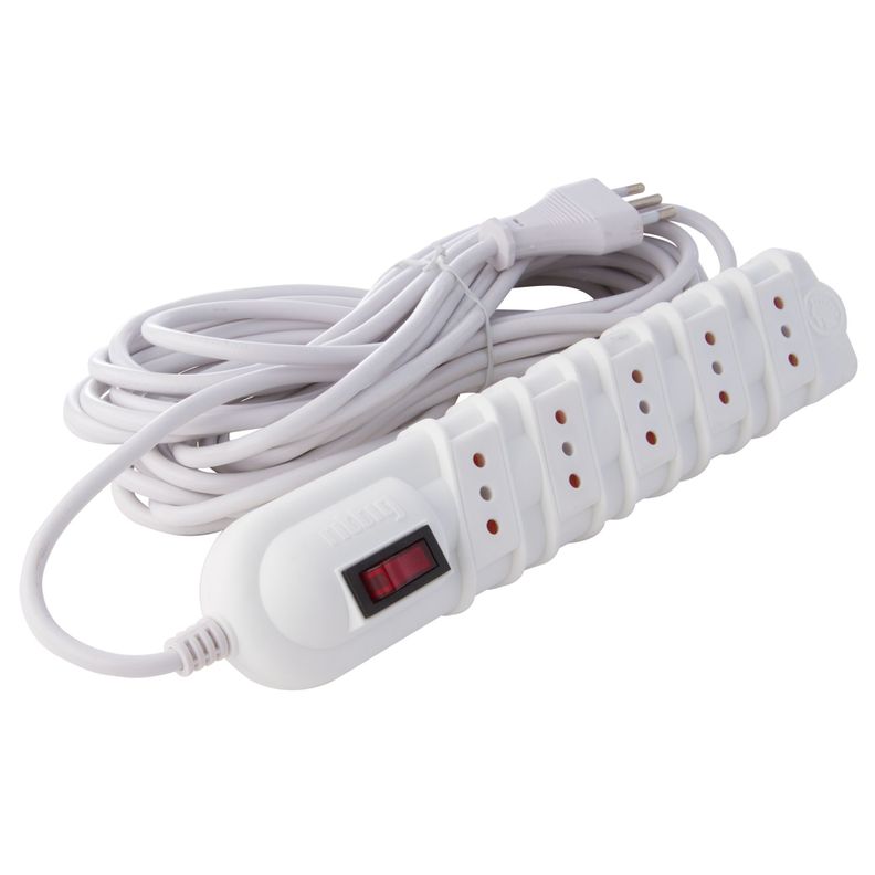 Alargador con interruptor 250 volt 2200 watts 5 posiciones 10 mt blanco Rittig-0