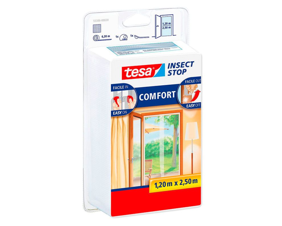 Malla mosquetera 1,2x2,5 m puertas Comfort blanco Tesa-0