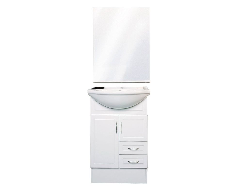 Mueble vanitorio 55 cm + espejo biselado blanco Vessanti-0
