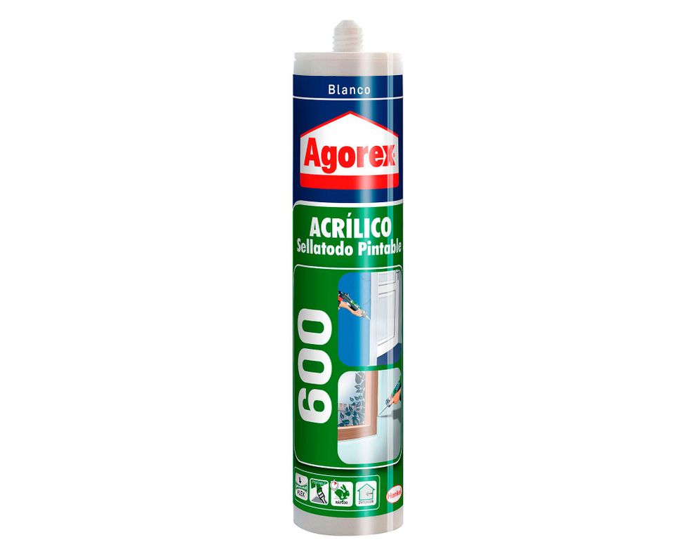 Sellante acrilico 300 ml 600 blanco Agorex