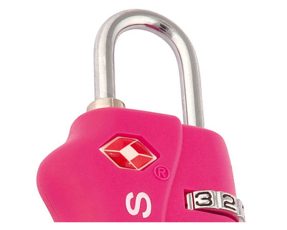 Candado TSA viajero con clave 3 diales 30mm rosado Odis-2