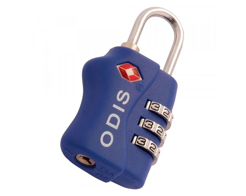 Candado TSA viajero con clave 3 diales 30mm azul Odis-1