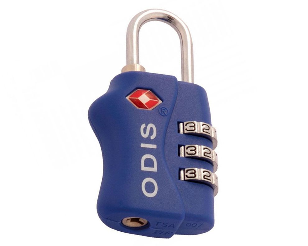 Candado TSA viajero con clave 3 diales 30mm azul Odis-0