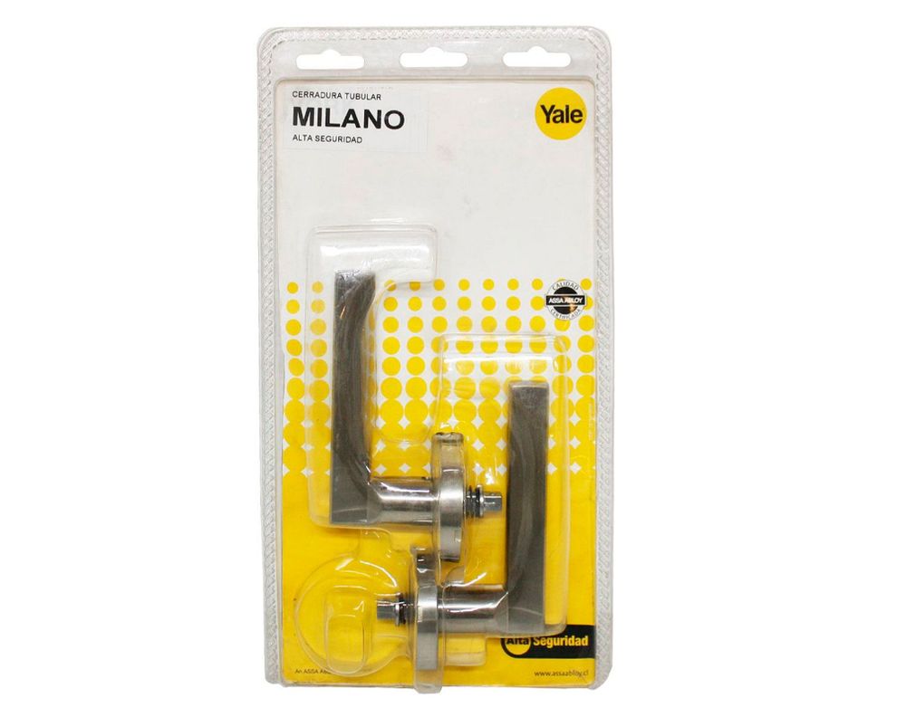 Cerradura tubular manilla baño/dormitorio plata Milano Yale