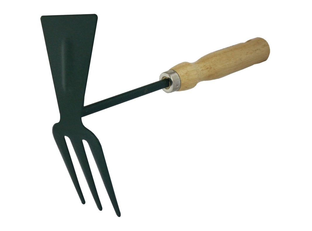 Azadón manual 3 puntas mango de madera Roots-0