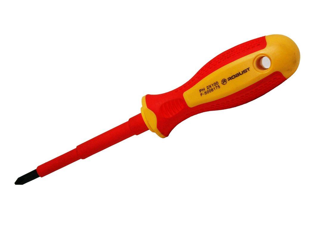 Destornillador punta cruz PH2 100 mm electricista 1000V Robust-0
