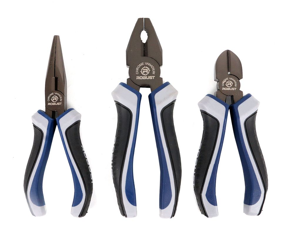 Pinzas+alicate 6'' 3 piezas Robust-0