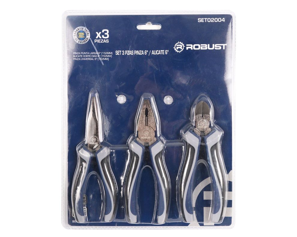 Pinzas+alicate 6'' 3 piezas Robust-4