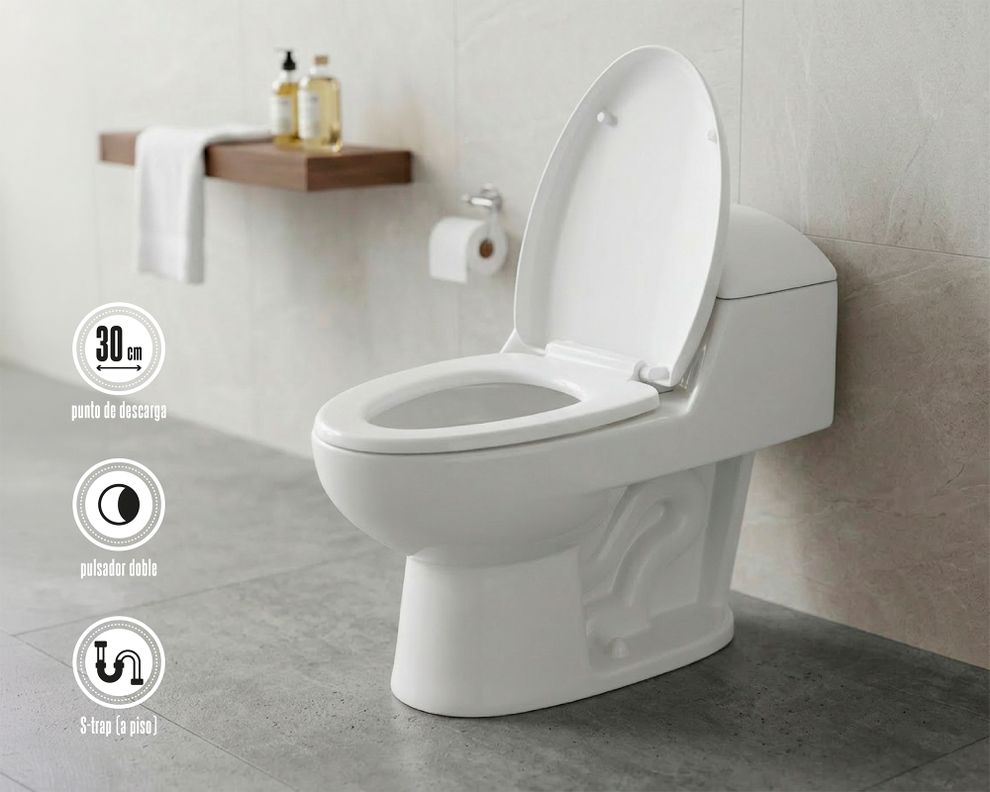 One piece 30 cm asiento cierre suave Lisboa blanco Vessanti