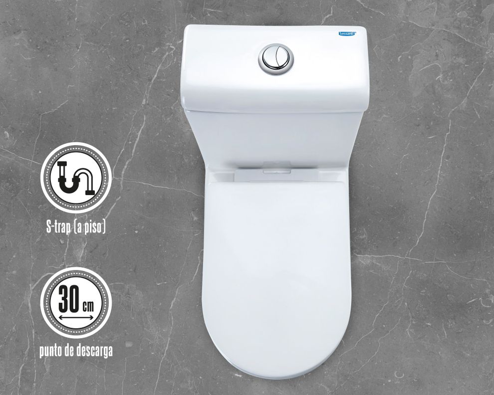 One piece 30 cm Dual flush asiento cierre suave Cala Vessanti-3