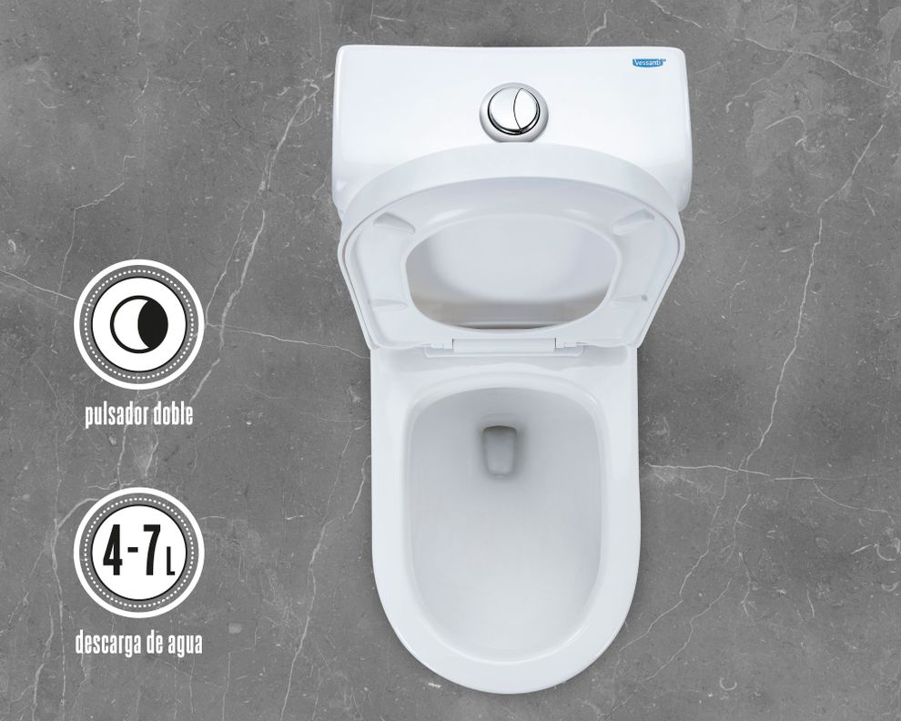 One piece 30 cm Dual flush asiento cierre suave Cala Vessanti-4