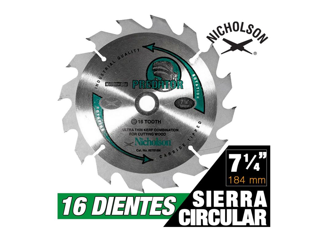 Disco sierra circular 7 1/4 16 dientes Nicholson-1