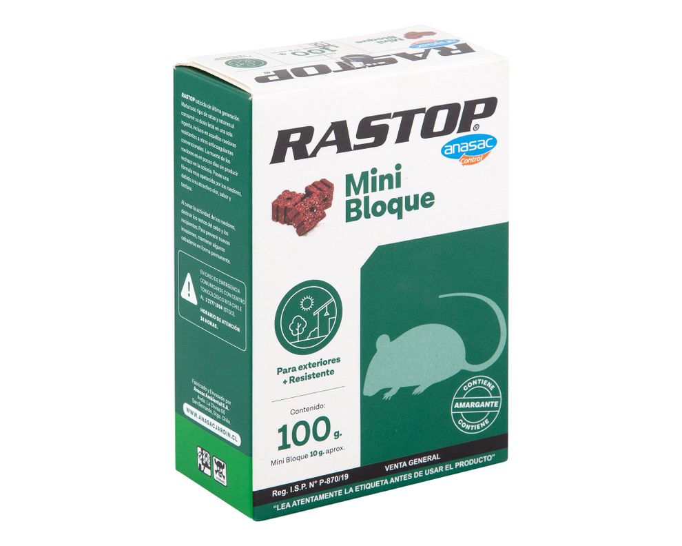 Raticida mini bloque Rastop ultima generación 100g Anasac-0