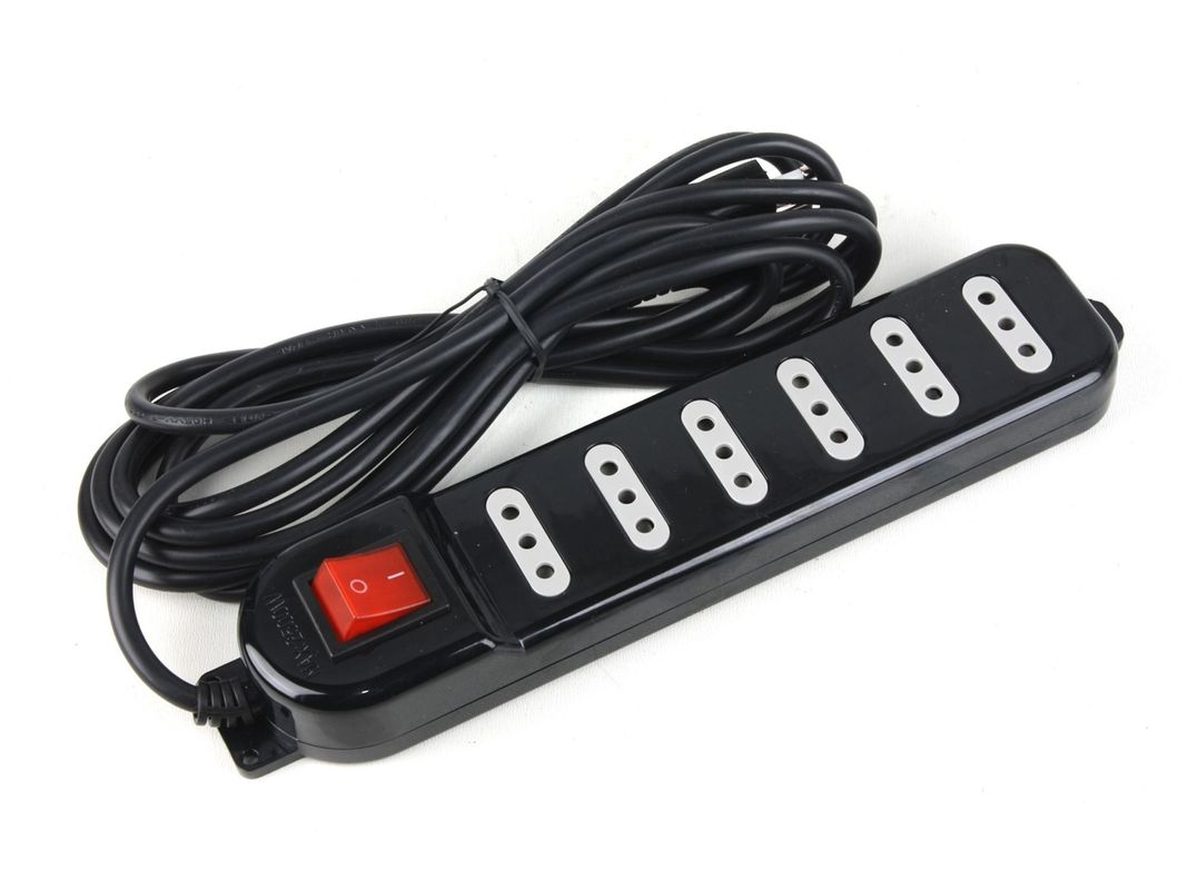 Alargador múltiple 3 mt switch 6 posiciones negro Macrotel-0