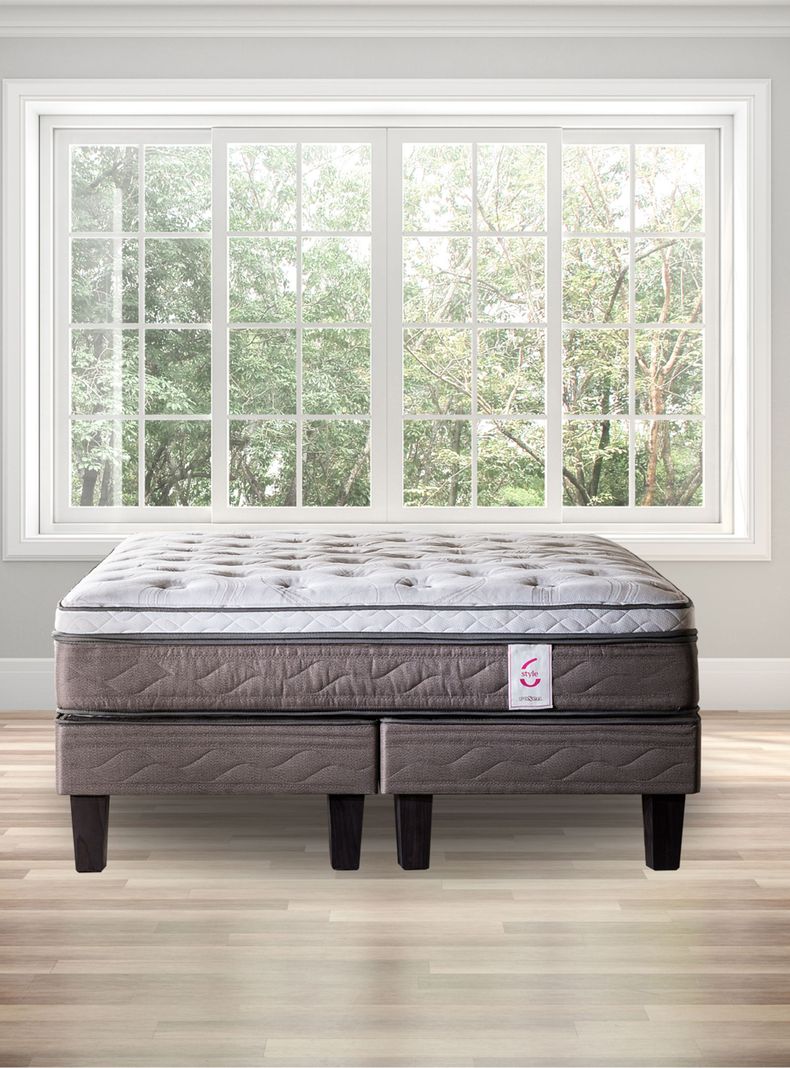 Cama Europea New Style 6 2 Plazas Base Dividida + Respaldo Issey-4
