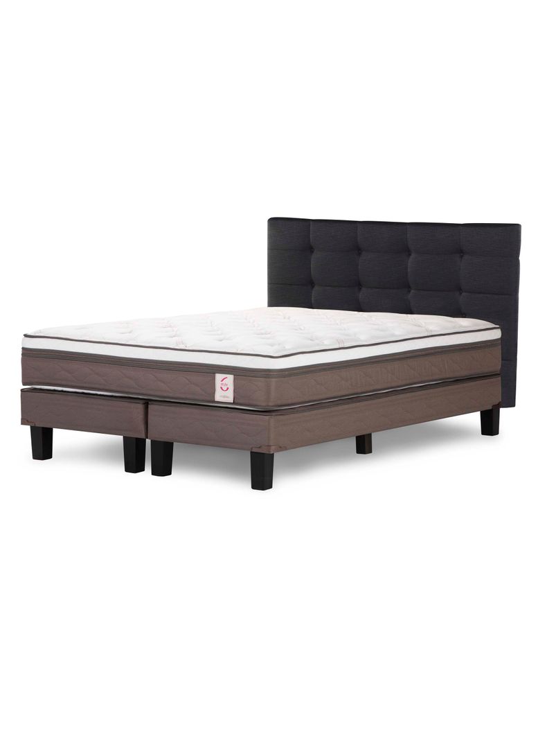 Cama Europea New Style 6 2 Plazas Base Dividida + Respaldo Issey-0