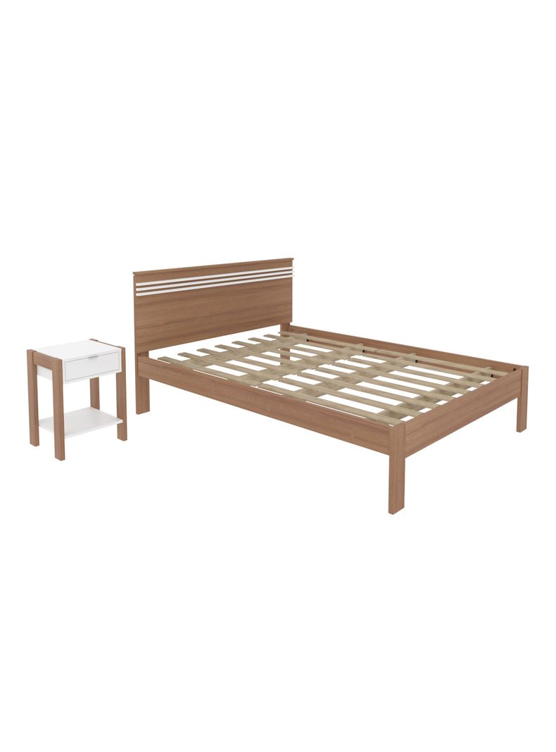 Cama 2P Almendra Horizontal 2 Veladores Base Sommier-2