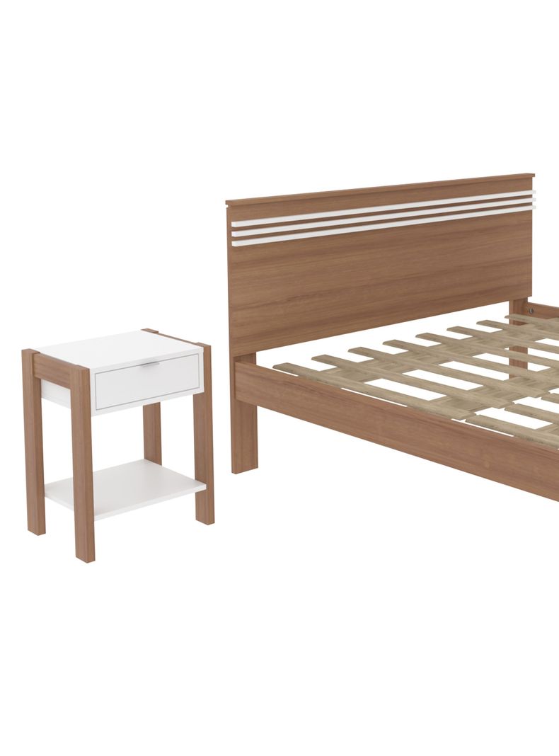 Cama 2P Almendra Horizontal 2 Veladores Base Sommier-3